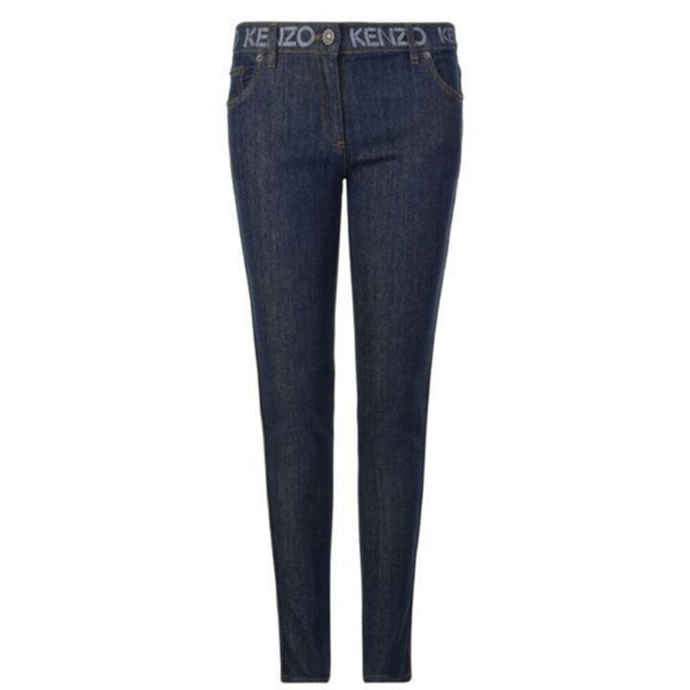 Kenzo Paris Logo Waist Skinny Stretch Denim Blue Jeans SZ 44 EU NWT